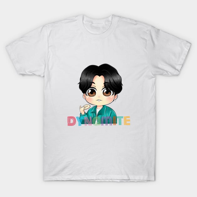 BTS Jungkook Dynamite Chibi T-Shirt by SkmArtShop